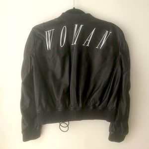 OFF-WHITE by the late Virgil Abloh Woman leather bomber jacket